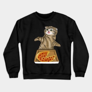 Pizza Cat Lovers Gift Crewneck Sweatshirt